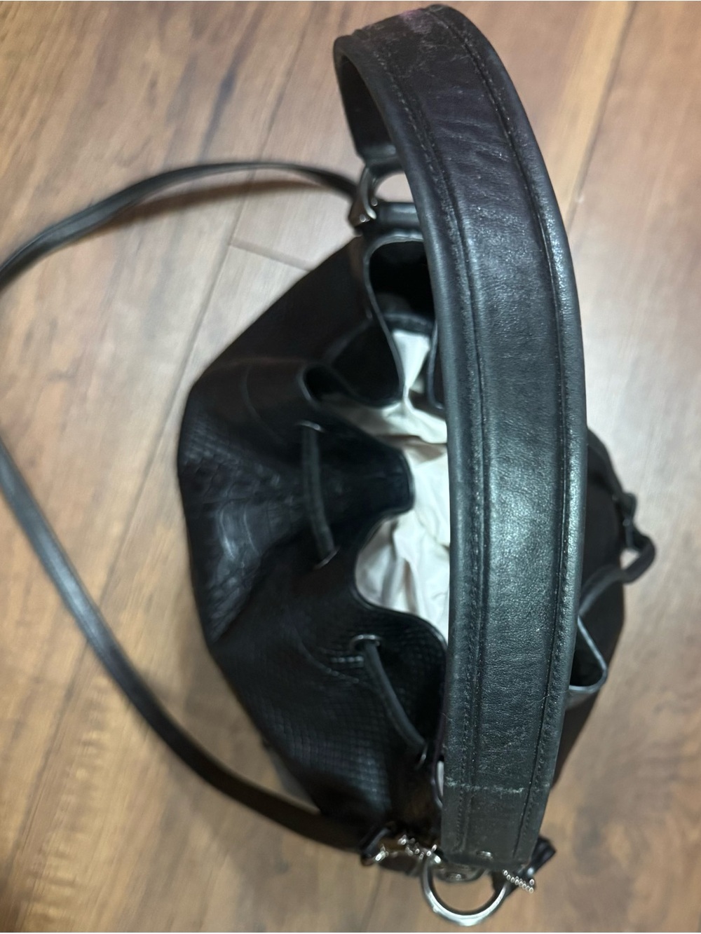 Coach F35928 Black Python Embossed Leather Drawstring Bucket Bag - Picture 16 of 16